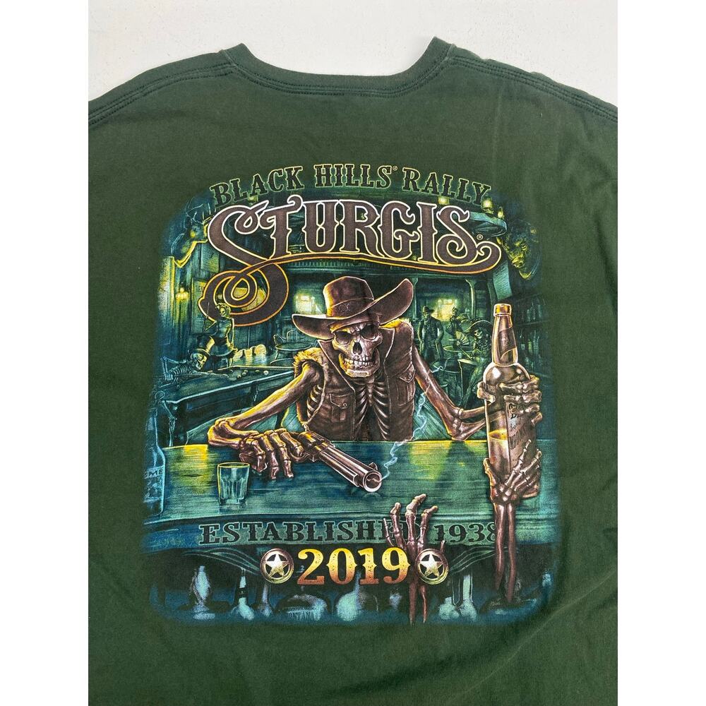 2019 Gildan Sturgis Black Hills Bike Motorcycle Rally cowboy skeleton t-shirt